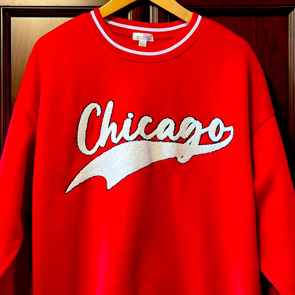 Brand New Orange Kiss “Chicago” Red Super Cool soft material Sweatshirt!